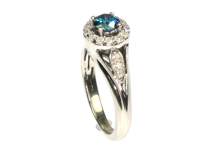 .84ctw Blue and White Diamond Ring