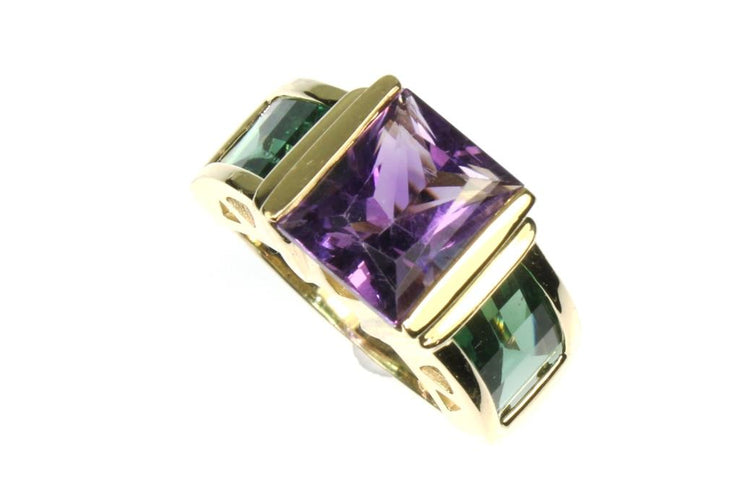 Amethyst and Green Quartz Ring