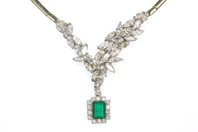 Natural Emerald and Diamond Necklace