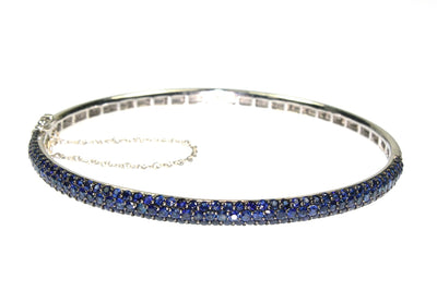 4mm Pave Blue Sapphire Bangle Bracelet