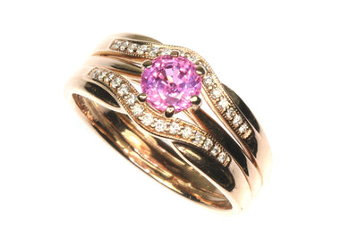 Pink Sapphire and Diamond Rose Gold Ring