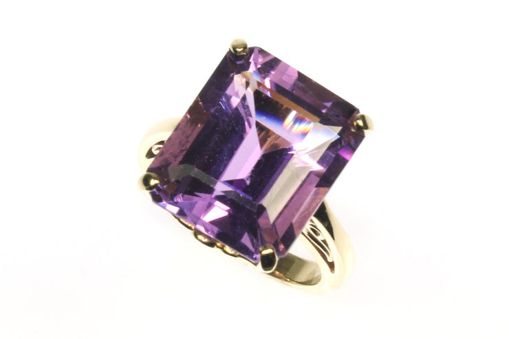 Pink Amethyst Emerald Cut Ring