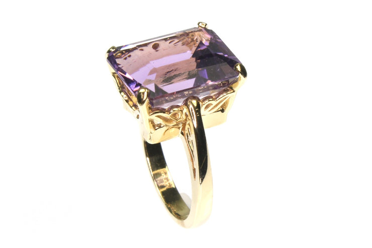 Pink Amethyst Emerald Cut Ring