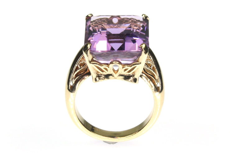 Pink Amethyst Emerald Cut Ring