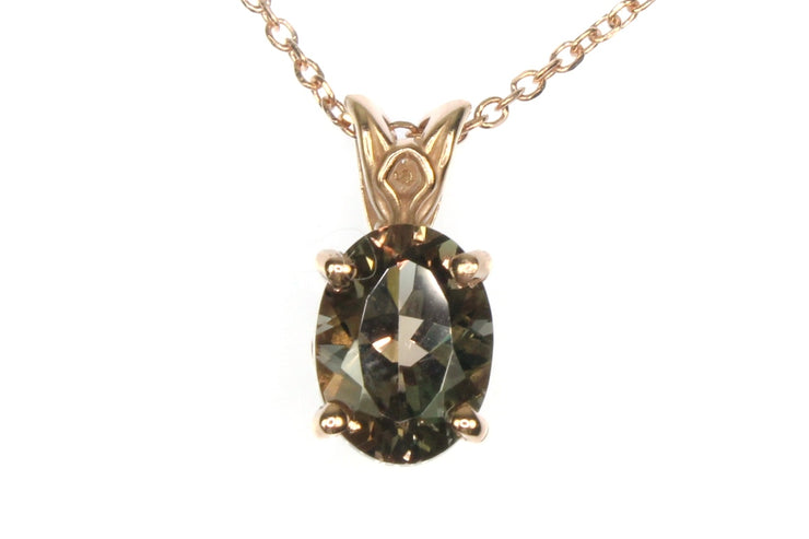 1.73ct Greenish Red Oregon Sunstone Necklace