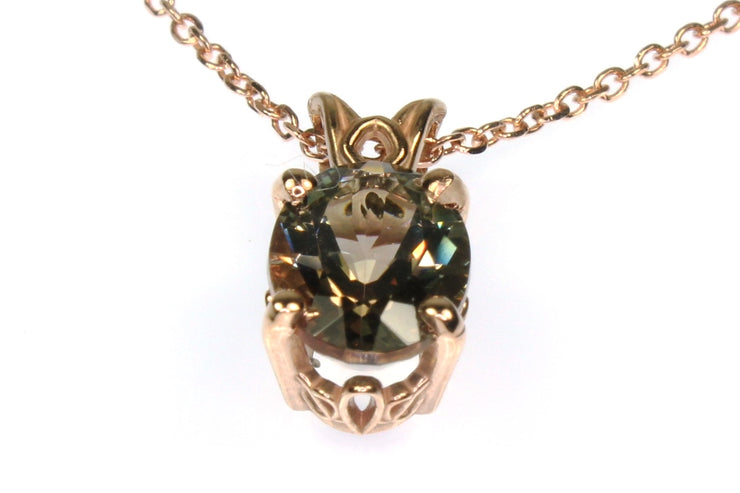 1.73ct Greenish Red Oregon Sunstone Necklace