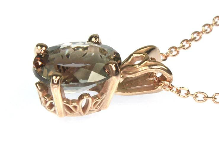 1.73ct Greenish Red Oregon Sunstone Necklace