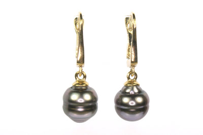 8mm Tahitian Dangle Earrings