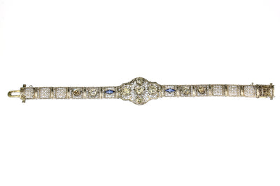 4.50ctw Vintage Old Mine Diamonds and Sapphire Bracelet