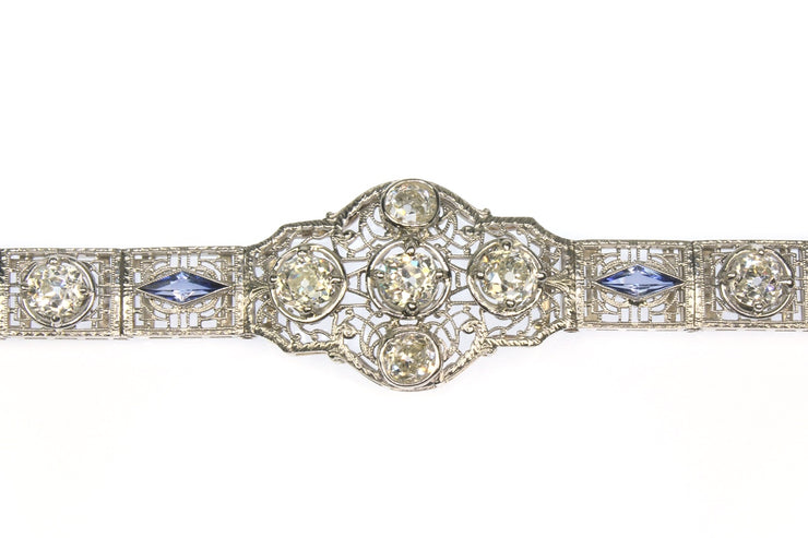 4.50ctw Vintage Old Mine Diamonds and Sapphire Bracelet