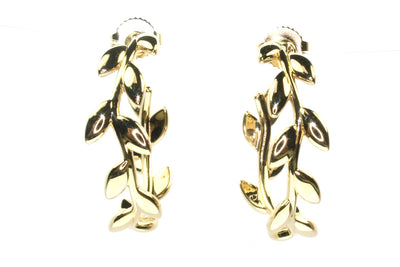 "Tiffany" Brand Olive Leaf Hoop Earrings