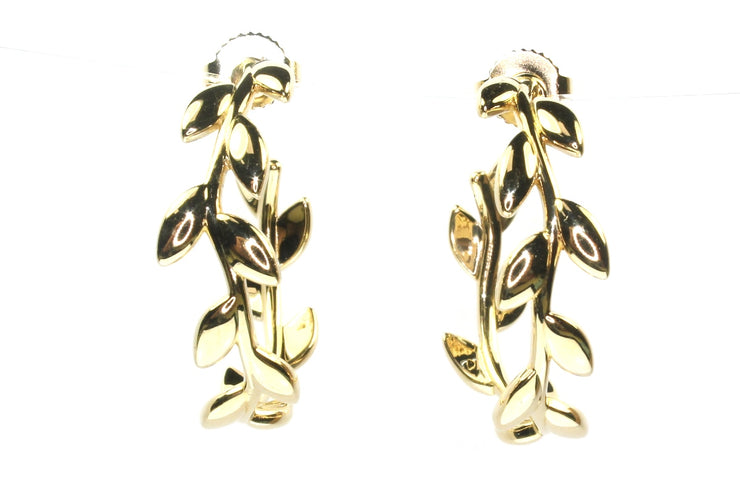 "Tiffany" Brand Olive Leaf Hoop Earrings