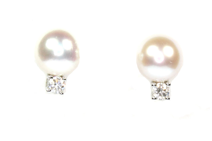 "Tiffany" Akoya Pearl and Diamond Stud Earring
