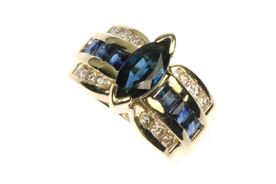 Marquise Sapphire and Diamond Ring