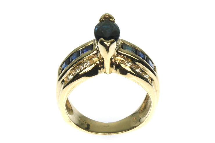 Marquise Sapphire and Diamond Ring