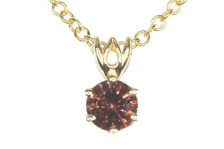 Round Oregon Sunstone Solitaire Necklace