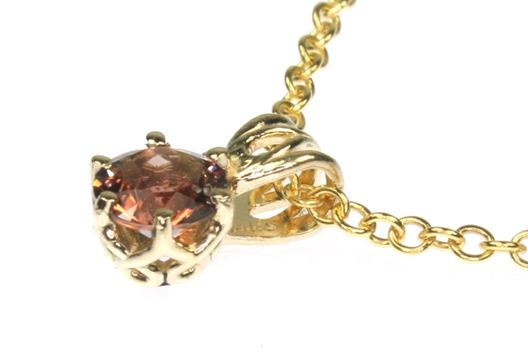 Round Oregon Sunstone Solitaire Necklace