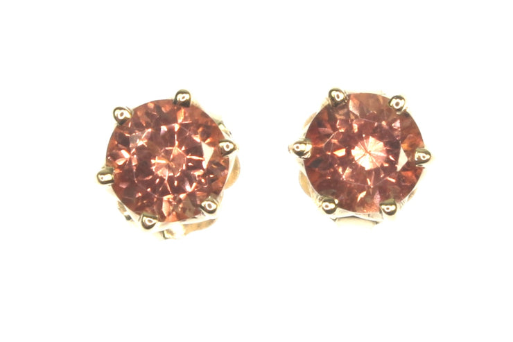 Round Oregon Sunstone Stud Earrings