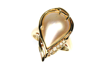 Mabe Pearl and Diamond Ring