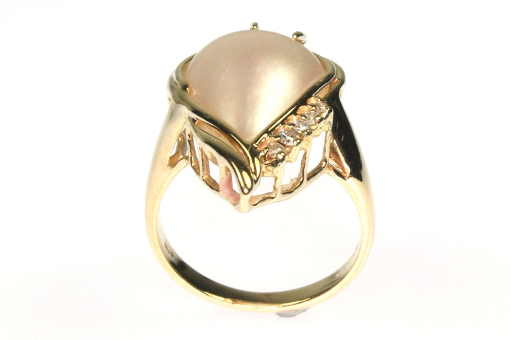 Mabe Pearl and Diamond Ring