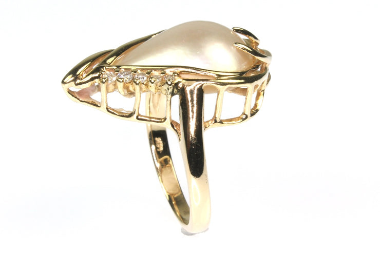 Mabe Pearl and Diamond Ring