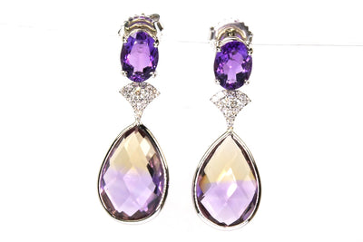 Ametrine and Amethyst Drop Earring