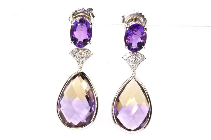 Ametrine and Amethyst Drop Earring