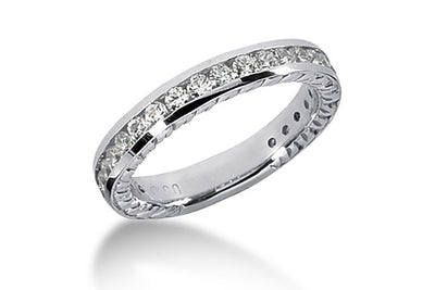 .84ctw Diamond Channel Engraved Band