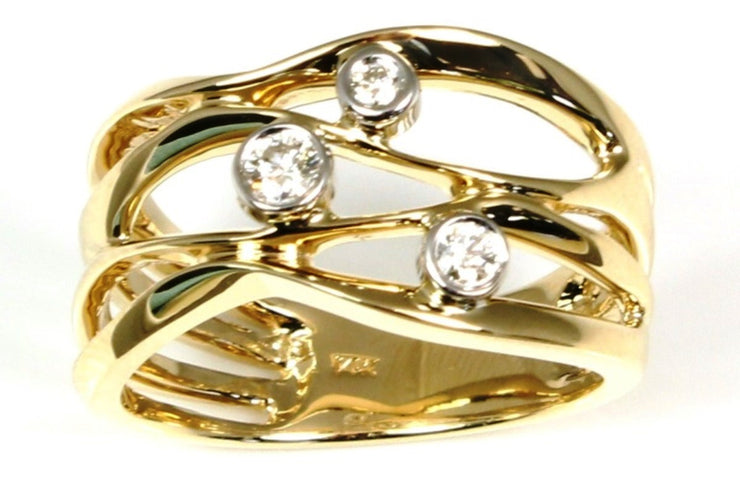 Yellow Gold Bezel Diamond Orbit Ring