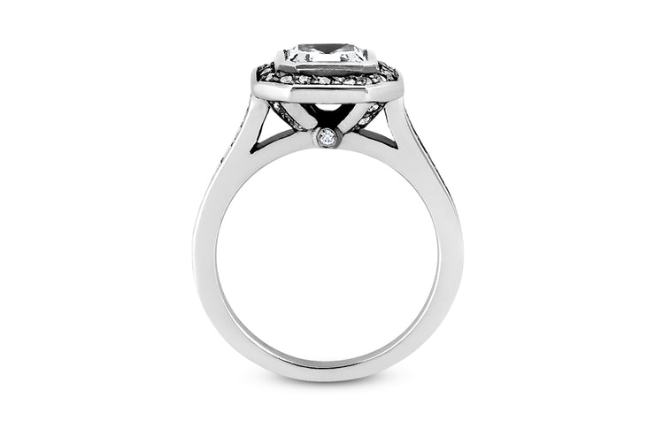 Asscher Diamond Halo Ring Setting