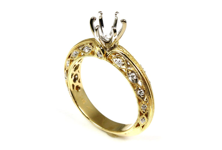Fancy Milgrain Diamond Engagement Ring Setting