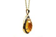 Citrine and Mother of Pearl with Diamonds Necklace