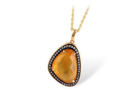 Citrine and Mother of Pearl with Diamonds Necklace