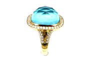 "Riviera" Turquoise, Quartz, and Diamond Ring with Superfit Shank