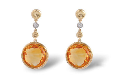 Citrine Rock Candy and Diamond Earrings