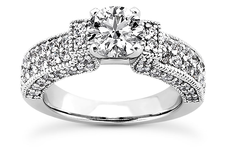 1.02ctw Engraved Engagement Ring Setting