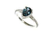 London Blue Topaz with a Diamond Halo Ring