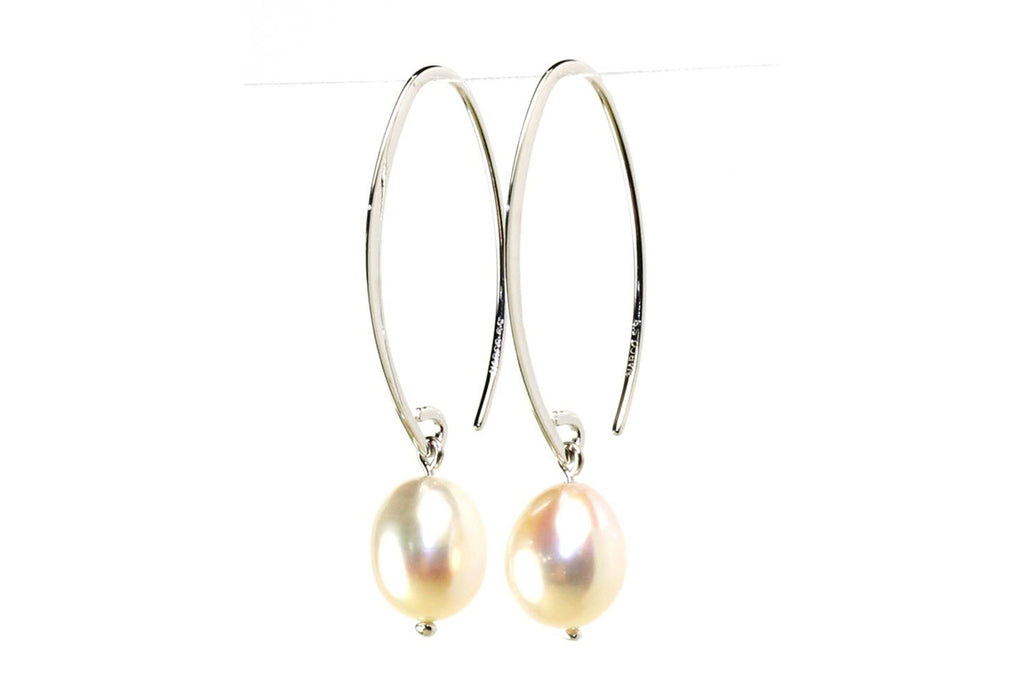 Simple Pearl Drop Earrings | Dainty Pearl Earrings | IB Jewelry Sterling Silver