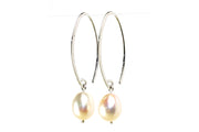 Simple Sweep White Pearl Earrings