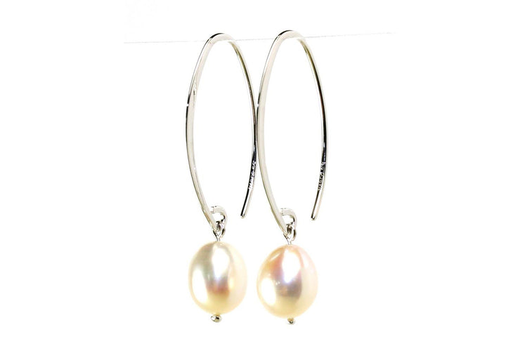 Simple Sweep White Pearl Earrings
