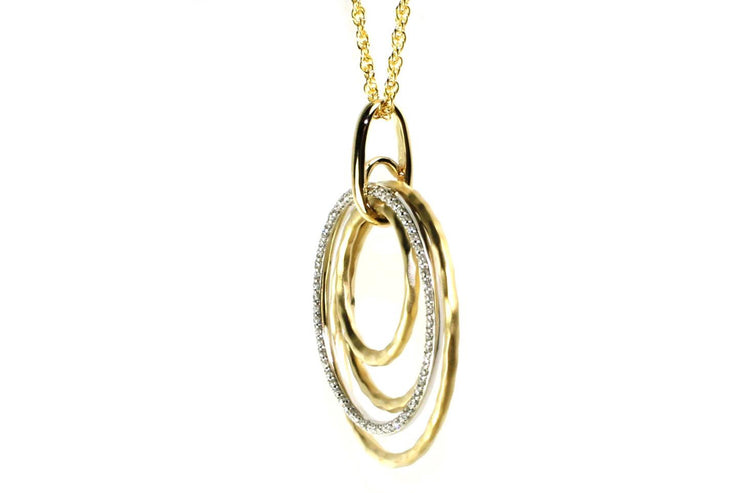 Diamond Hammered Circle Necklace