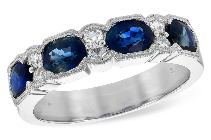Oval Blue Sapphire and Diamond Band