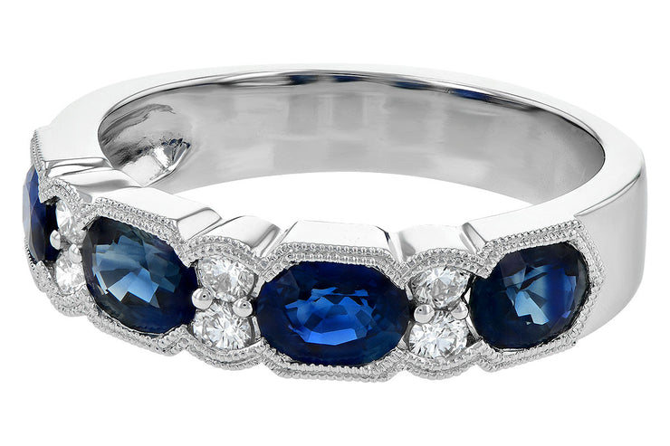 Oval Blue Sapphire and Diamond Band
