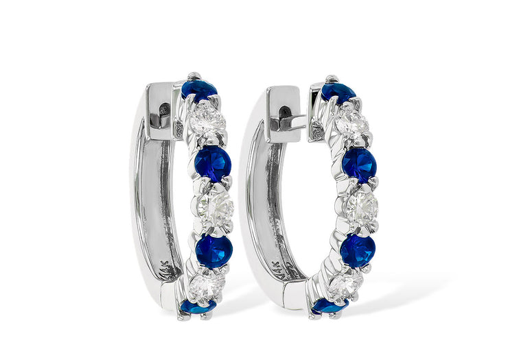 1.05ctw Sapphire and Diamond Hoop Earrings by Allison Kaufman