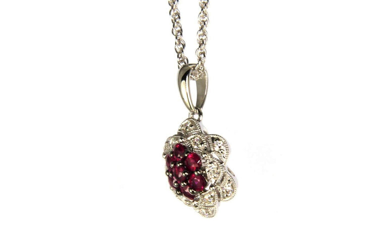 Ruby and Diamond Flower Essence Necklace