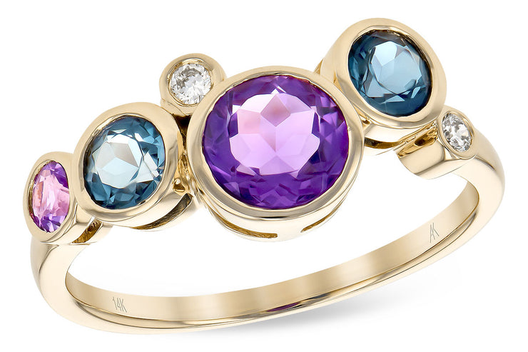 London Blue Topaz and Amethyst Ring
