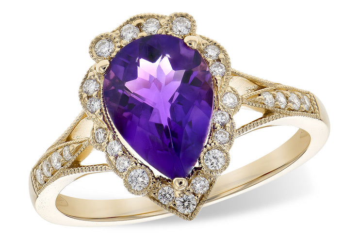 Rose Gold Amethyst and Diamond Ring