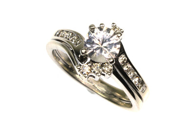 White Sapphire and Diamond Ring