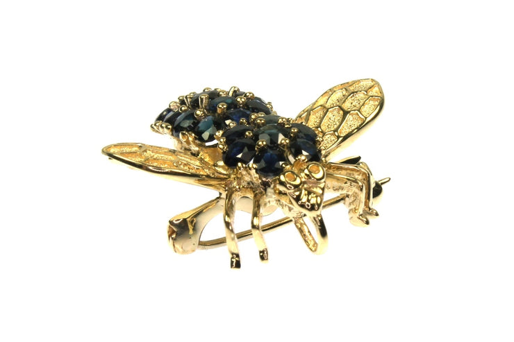 Blue Sapphire Bee Pin