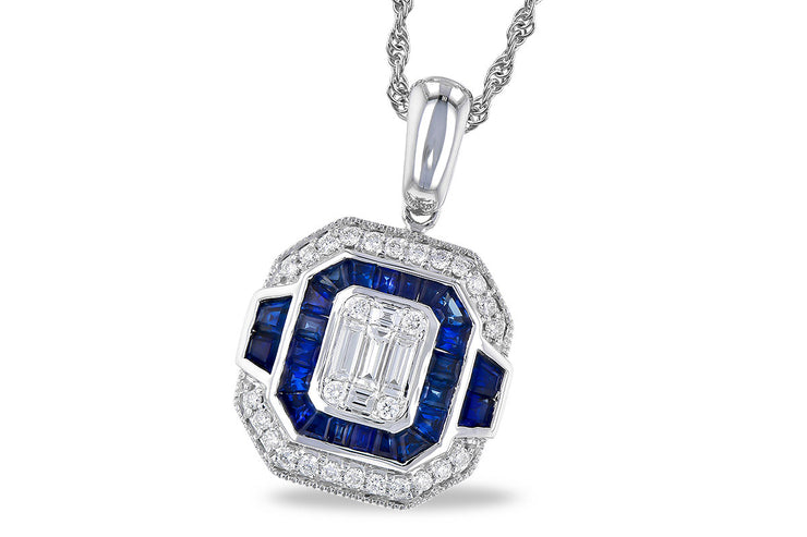 Blue Sapphire Deco Necklace